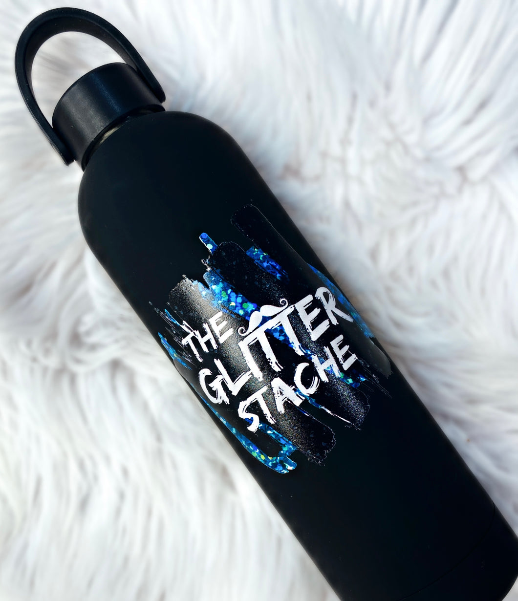 Double Walled Glitter Stache Tumbler