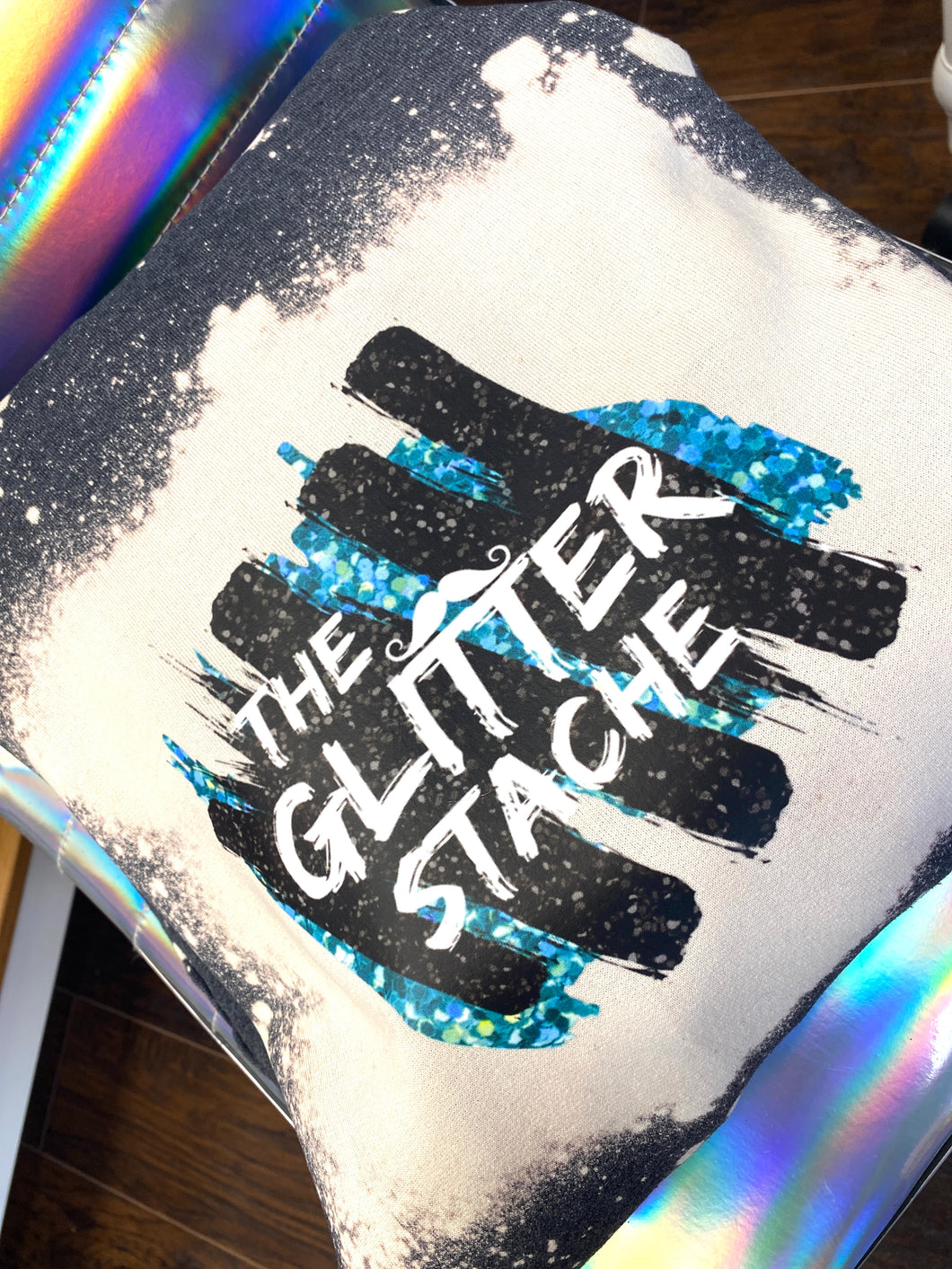 Glitter Stache Bleached Hoodies